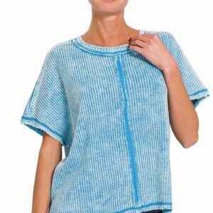 Washed Waffle Top w/Back patch