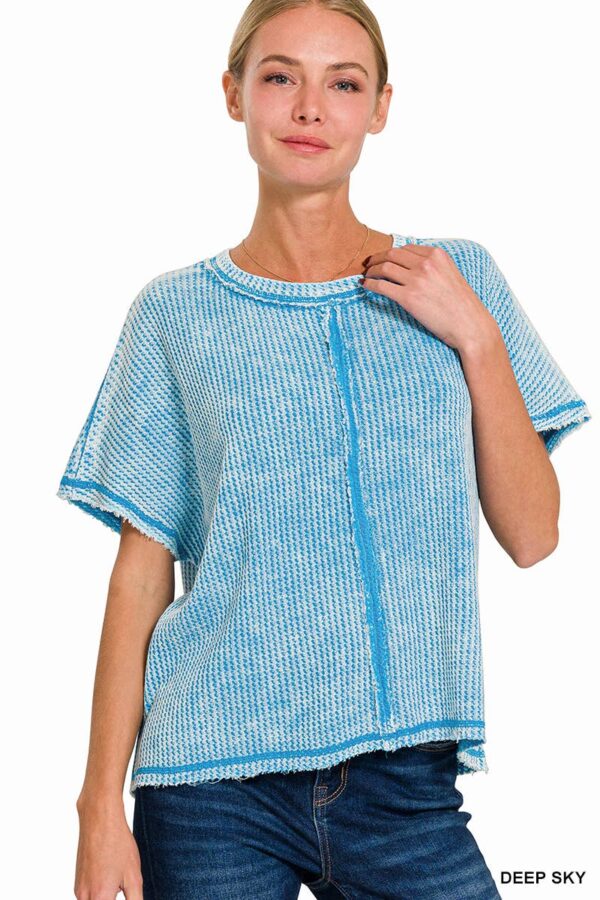 Washed Waffle Top w/Back patch
