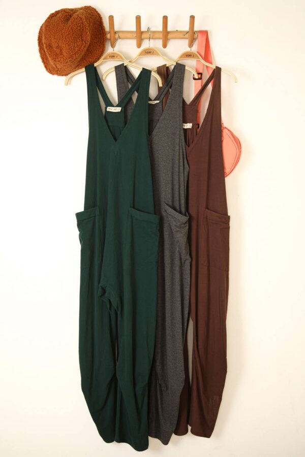 Casual Loose Fit Solid Knit Baggy Jumpsuit - Image 3