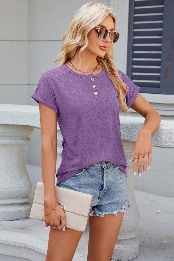 V NECK BUTTON SOLID COLOR - Image 4