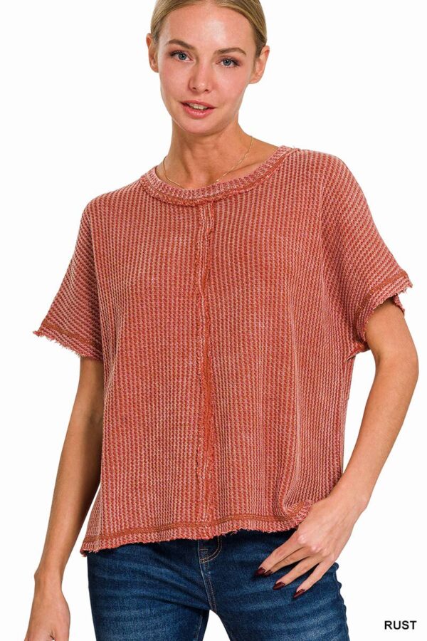 Washed Waffle Top w/Back patch - Image 2