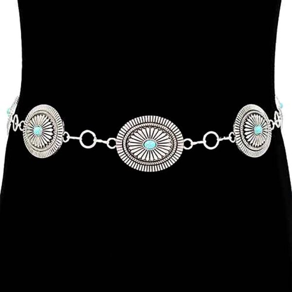 Boho Vintage Western Turquoise Stone Pointed Concho Belt - Image 2