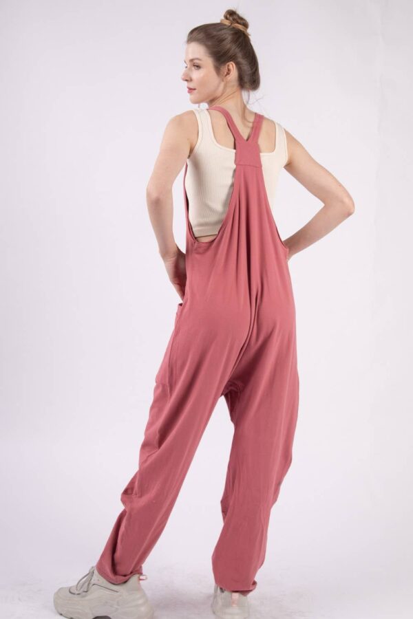 Casual Loose Fit Solid Knit Baggy Jumpsuit - Image 8