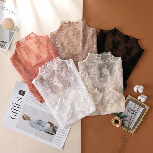 Floral Lace Sheer Mesh Layering see through Top - Image 7
