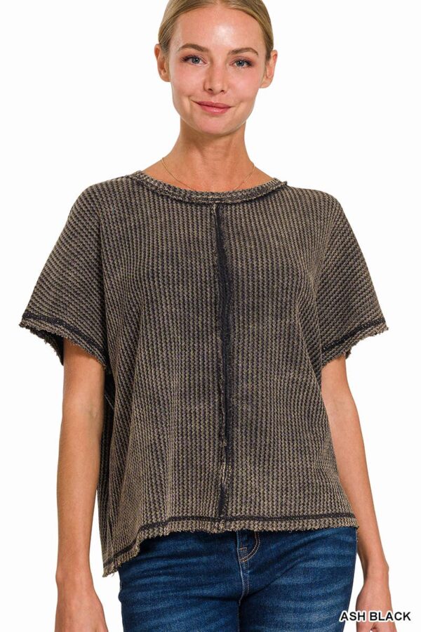 Washed Waffle Top w/Back patch - Image 6