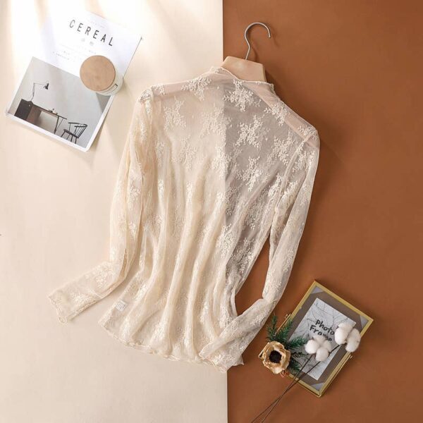 Floral Lace Sheer Mesh Layering see through Top - Image 12