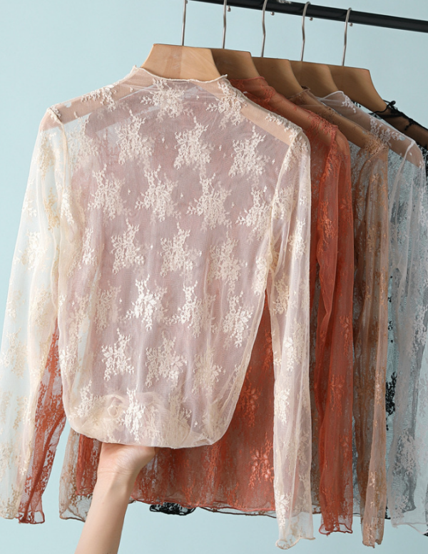 Floral Lace Sheer Mesh Layering see through Top - Image 15
