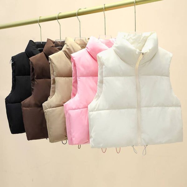 Stand Collar Quilted Short Vest