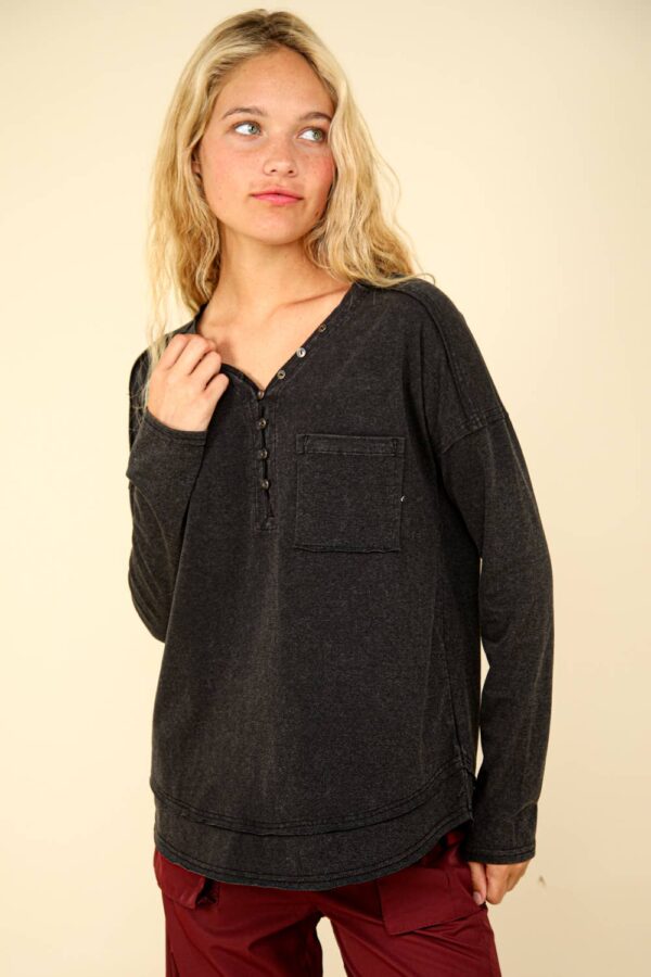 Mineral Washed Cotton Comfy Knit Top - Image 3