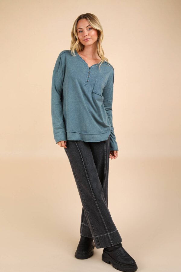 Mineral Washed Cotton Comfy Knit Top - Image 5