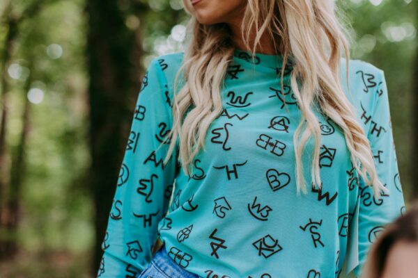 MK474 Branded 3D Print Mesh Top - Turquoise -PLUS - Image 2