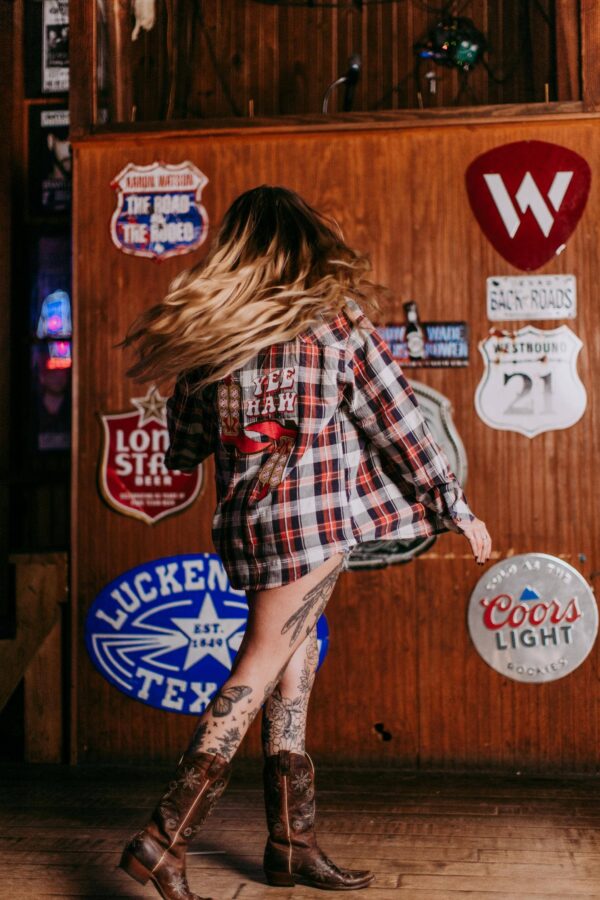 MK392 Yee Haw Acid Washed Plaid Flannel Shirt - Image 4