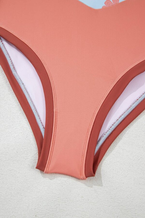 Floral Patchwork Backless One Piece Swimsuit - Image 6